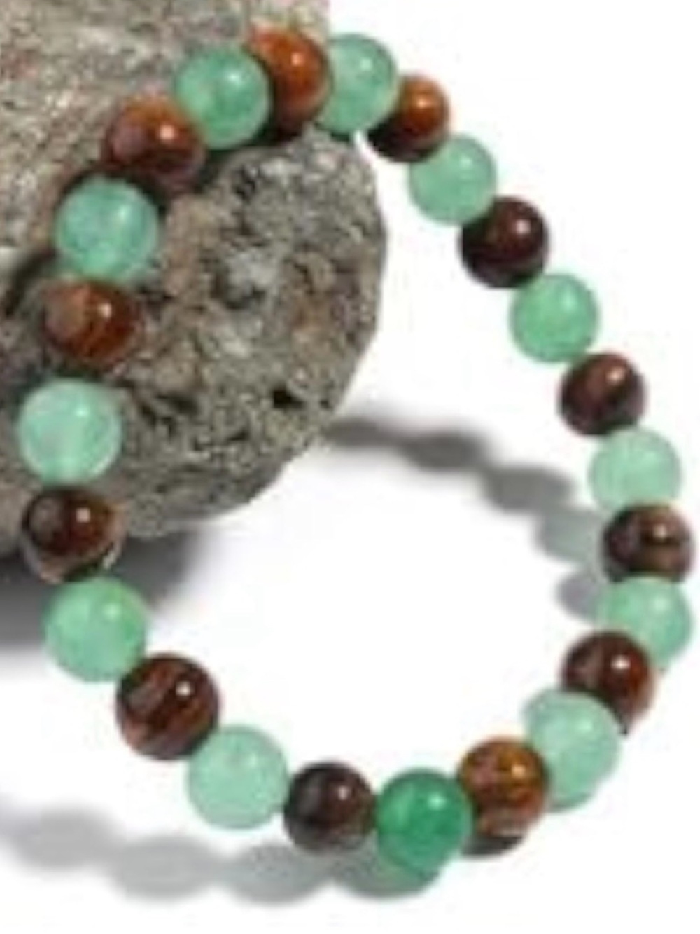 💞 New Jade & Brown Beaded Stretch Money Bracelet